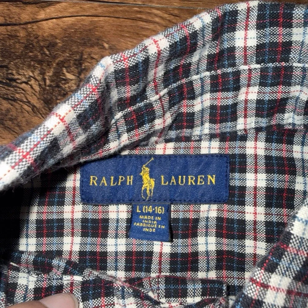 Ralph Lauren Gridprint Button Up Boys Shirt Large 14/16